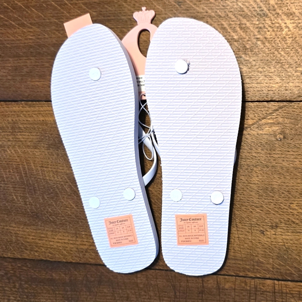 Juicy Couture RARE Matching White & Rainbow JC Monogram Handbag & Flip Flops NWT - Picture 6 of 8